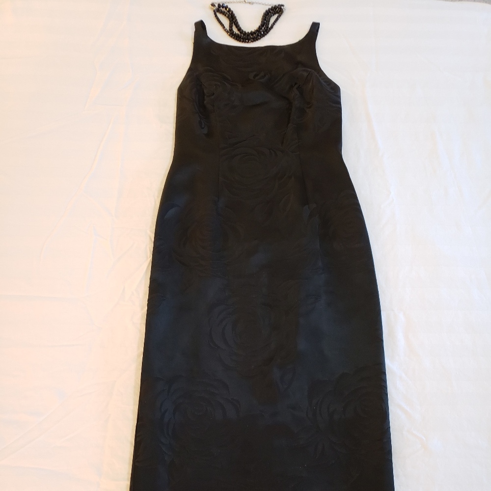 Classic black rose jacquard formal gown/prom dress